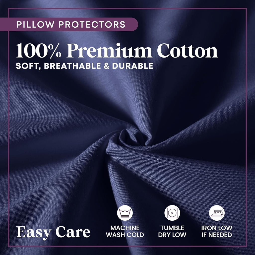 CirclesHome Wedge Pillow Cover 100% Cotton, Zippered Wedge Pillow Case Protector, Soft, Hypoallergenic & Breathable -, Navy, (25Wx26Lx10) 1…