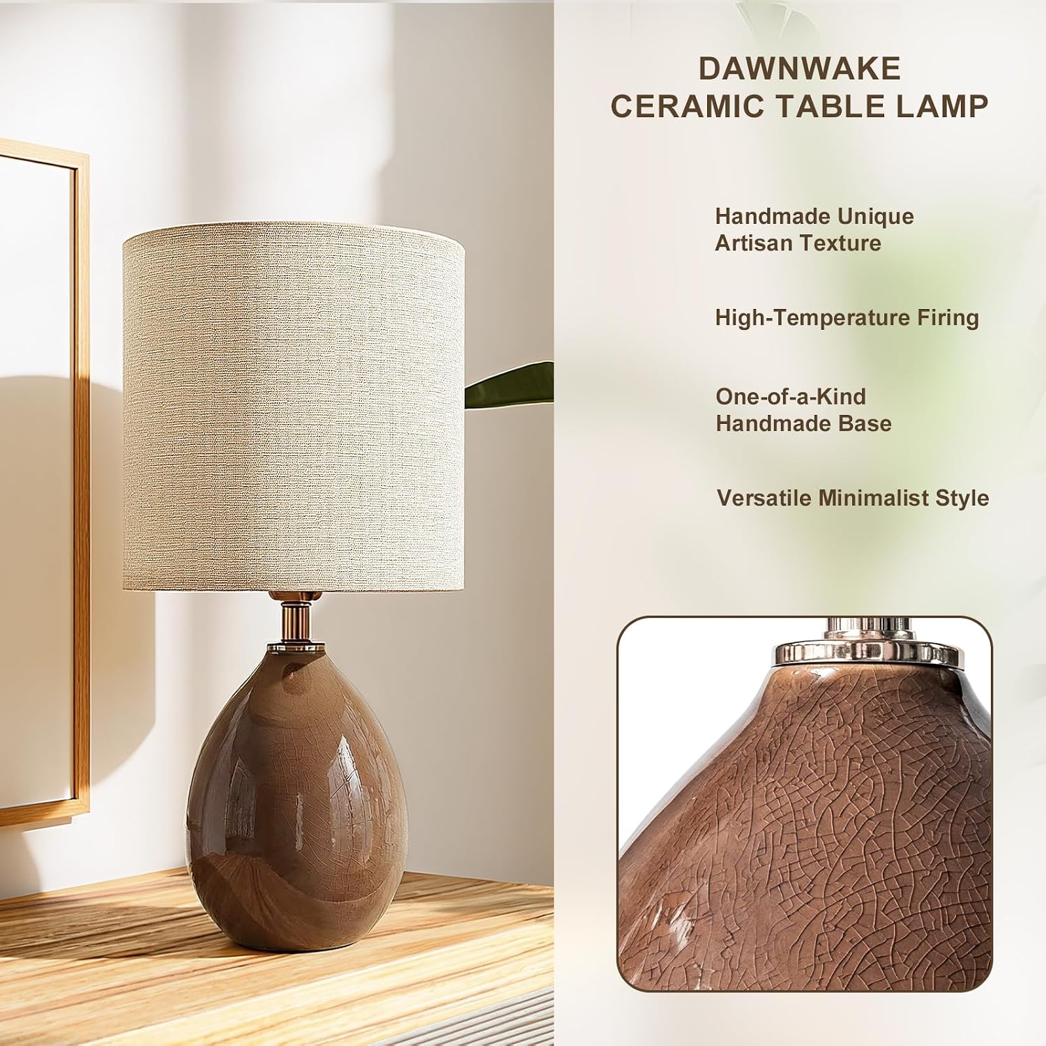 Dawnwake 18.5" Table Lamp Set of 2 for Living Room Bedroom, Bedside Lamps for Night Stands, Desk Nightstand Lamp Dimmable, Modern Linen…