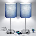 Fenmzeelighting Blue Touch Lamps for Nightstand Set of 2 - Bedside Table Lamp for Bedroom with Dual USB Ports & AC Outlet, 3-Way Dimmable L…