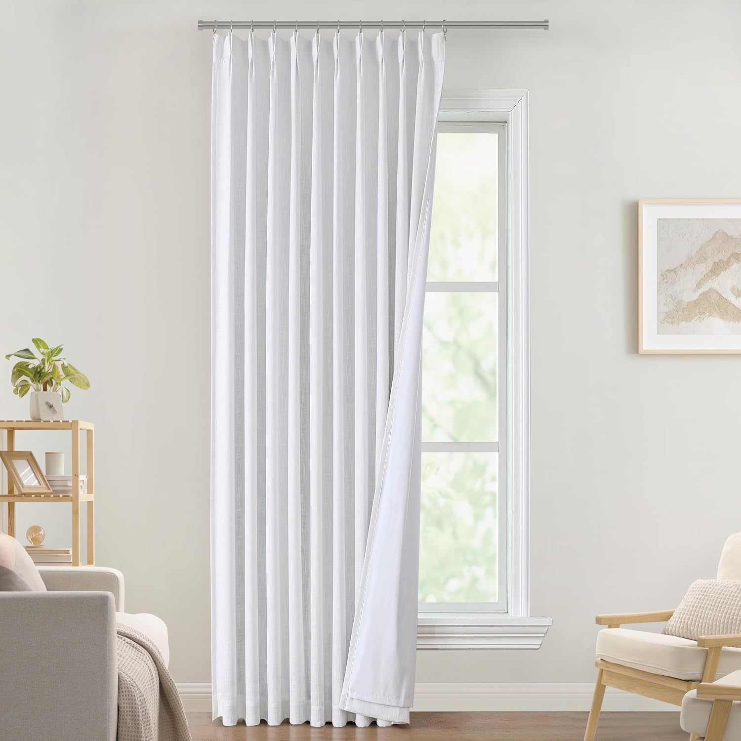 VisionHome Vision Home White Pinch Pleated Full Blackout Curtains Thermal Insulated Window Curtains 120 inch for Living Room Bedroom Room D…