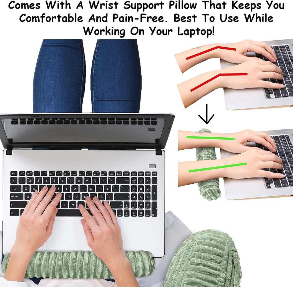 Homie Reading Pillow with Reading Light and Wrist Support, Has Arm Rests, and Back Support for Bed Rest, Lounging, Reading, Working on…