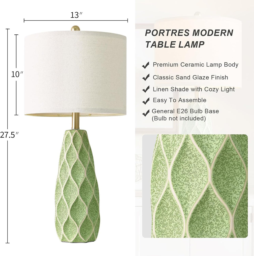 27.5" Ceramic Table Lamps for Living Room Bedroom Lamps Set of 2 Modern Boho Bedside Lamps Night Stands Farmhouse Vintage Large…