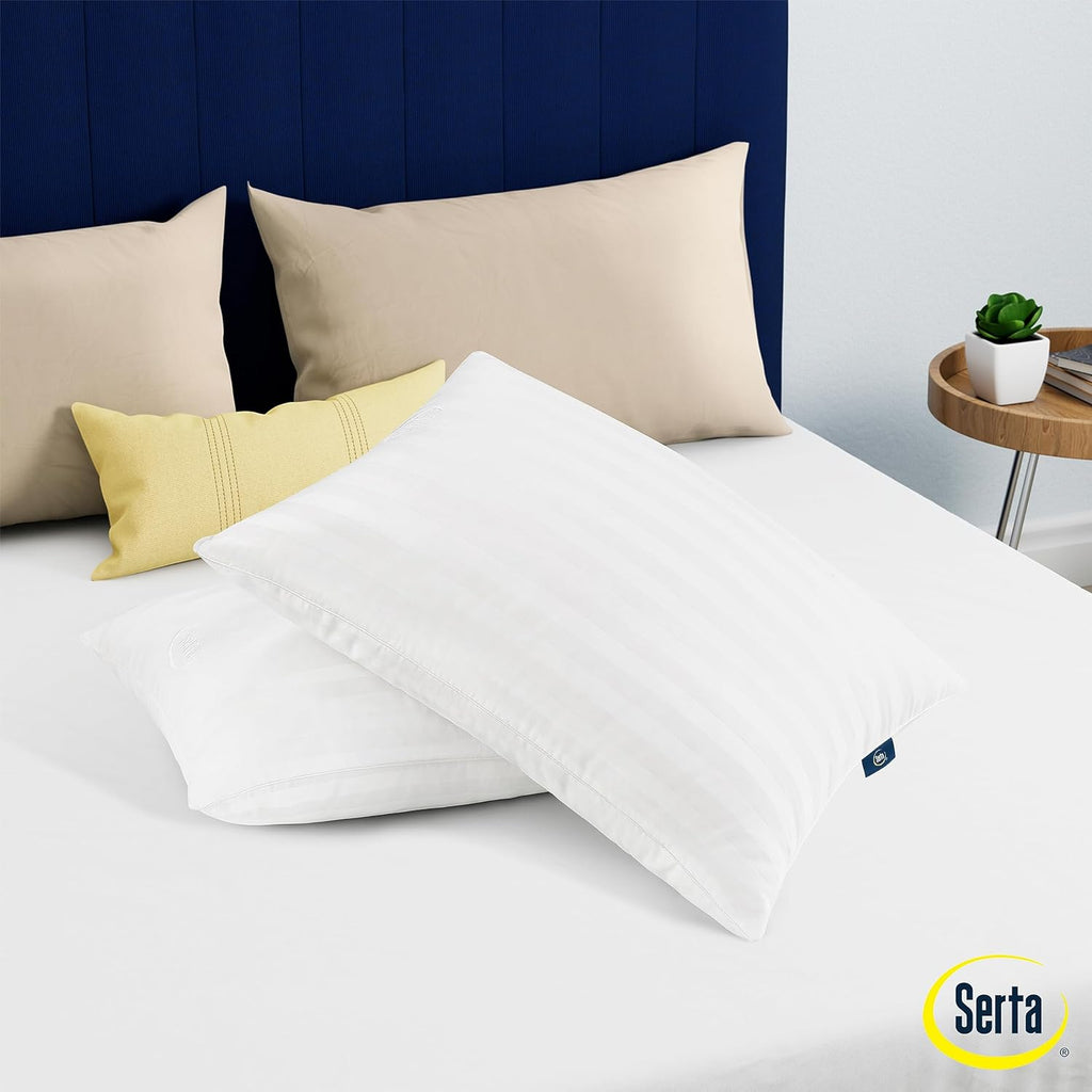 Serta Won't Go Flat Down Alternative Bed Pillows, Extra Life Foam Core with Medium Support, Perfect for Back, Stomach or Side Sleepers (2 P…