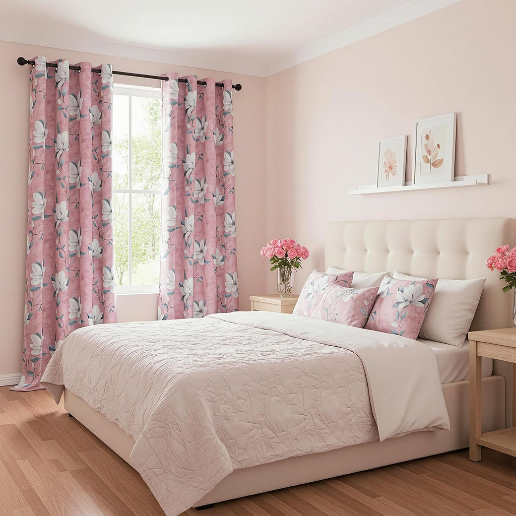 Myskyhome MYSKY HOME Floral 95% Pink Blackout Curtains 84 Inch Length 2 Panels Set for Girls Bedroom Thermal Insulated Light Blocking Drape…