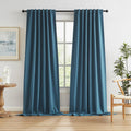 Keqiaosuocai Extra Long 132 Inch Linen Blackout Curtains 2 Panels, Rod Pocket/Back Tab/Hook Belt Full Light Blocking Tall Curtains for Trac…