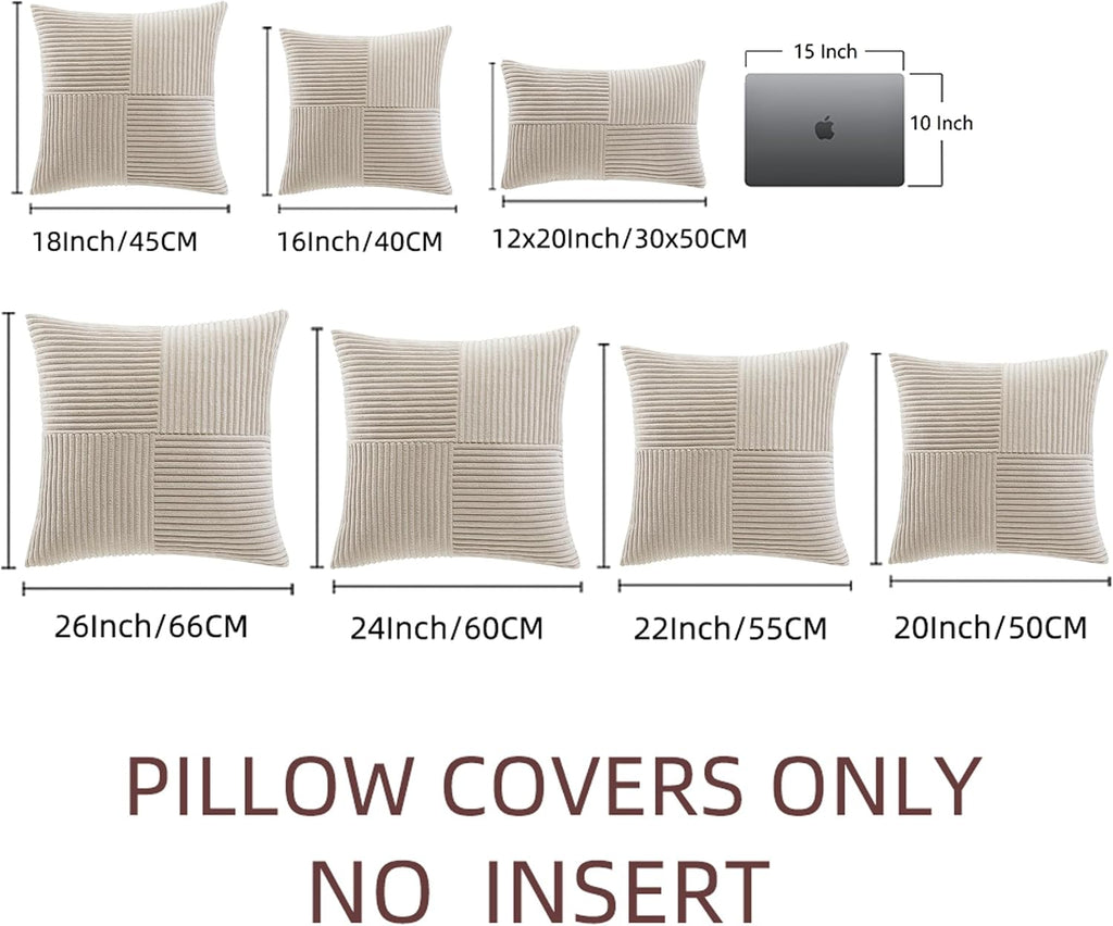 Fancy Homi 2 Packs Neutral Taupe Decorative Throw Pillow Covers 16x16 Inch for Living Room Couch Bed, Rustic Farmhouse Boho Home Decor…