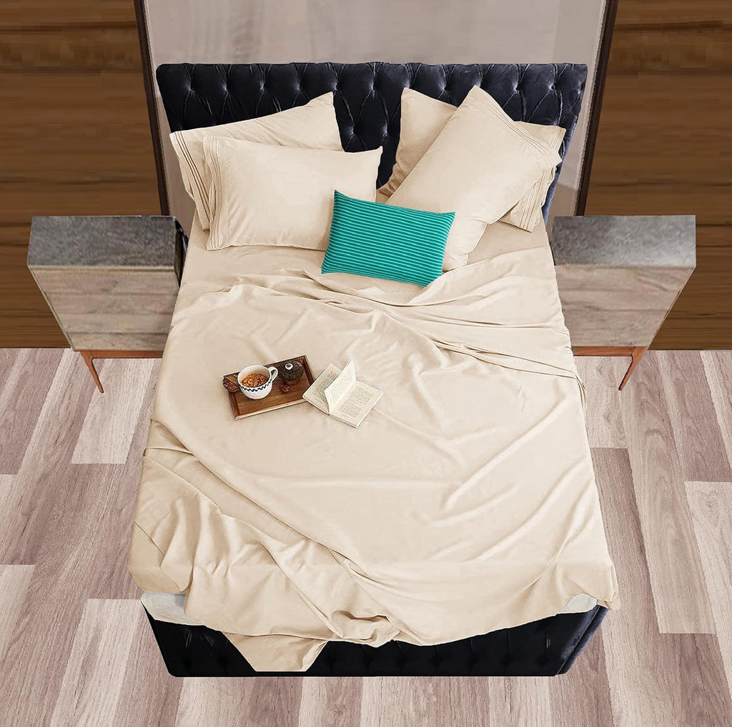 MocassiLuxuryBedding Mocassi Cali King Sheet Set - Luxury Hotel 1800 Premier Bedding Sheets & Pillowcases - Ultra Soft Breathable & Cooling…