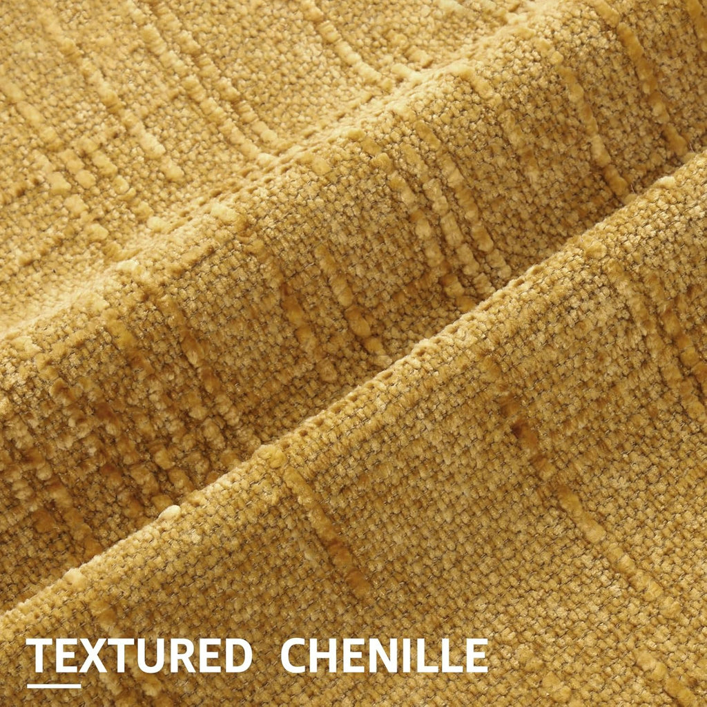 decorUhome Summer Mustard Yellow Chenille Euro Sham Throw Pillow Covers 26x26 Set of 2 Textured Cozy Slubby Couch Pillow Covers Modern Farm…