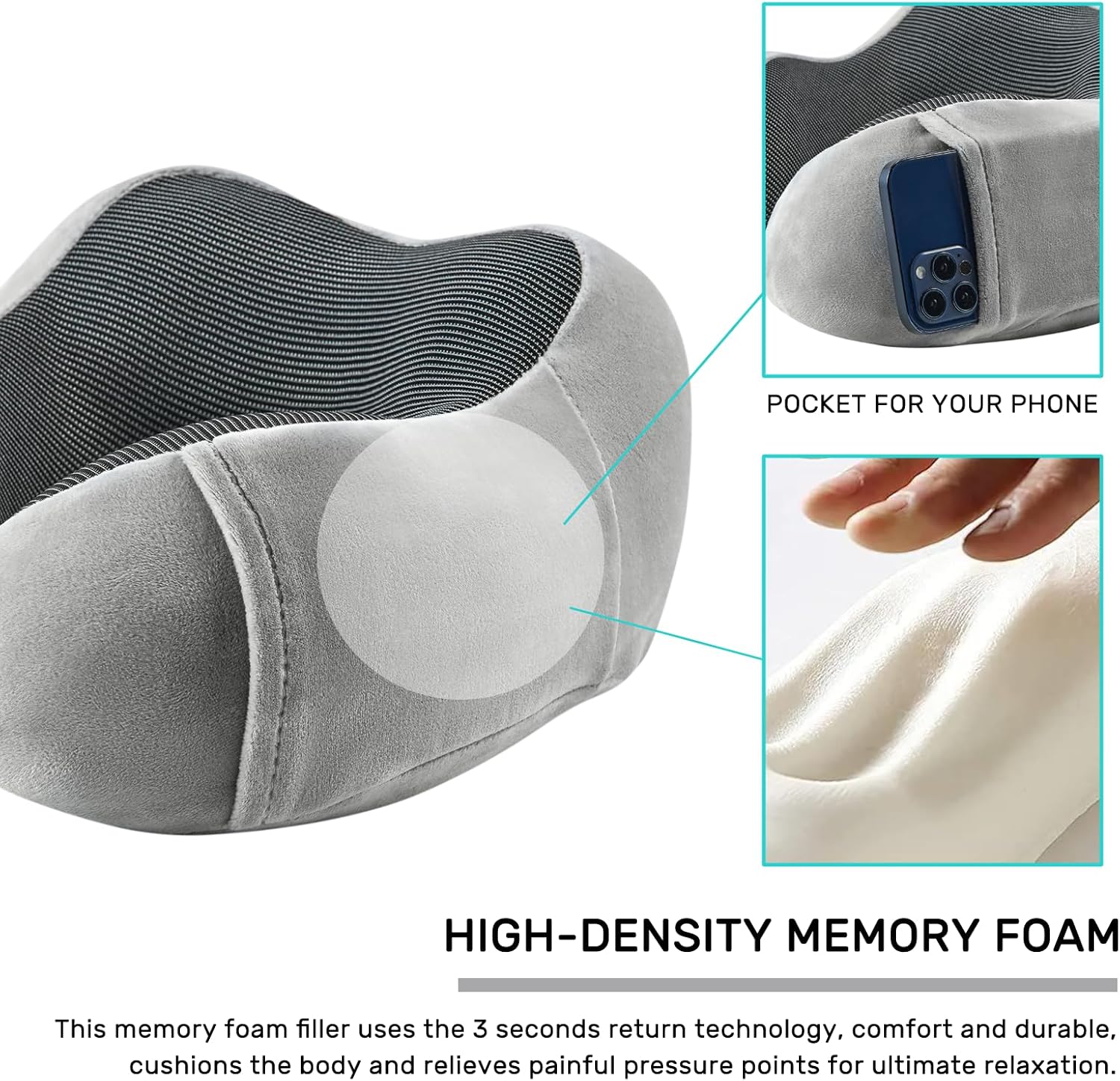 Urnexttour Neck Pillow Airplane-2 Pack Memory Foam Travel Pillow, Soft Support Travel Neck Pillow for Travelling, Sleeping Rest, Car, Train…