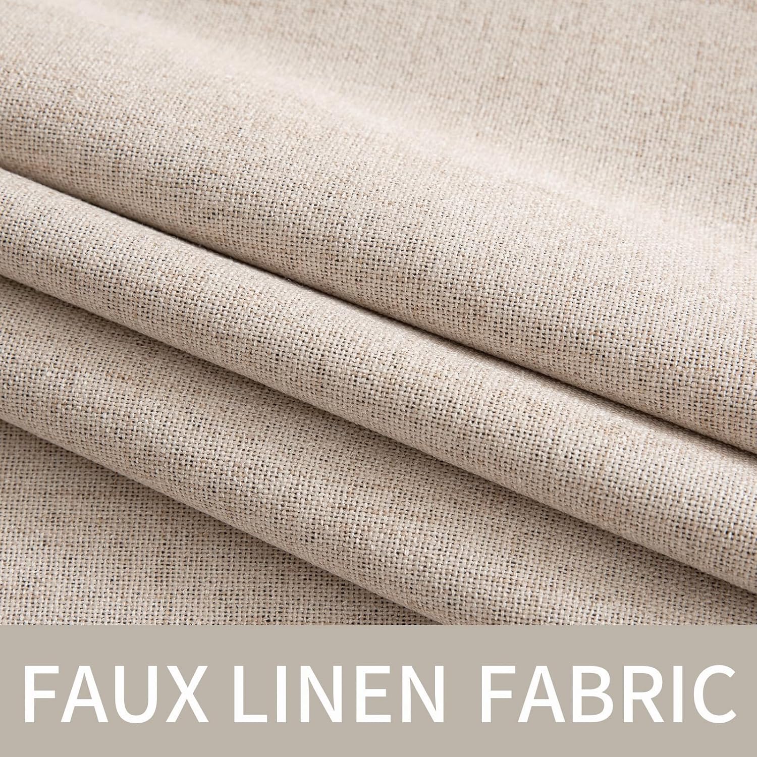 Miulee 100% Blackout Linen Texture Curtains Soild Thermal Insulated Natural Beige Curtains Grommet Room Darkening Curtains & Drapes for Liv…