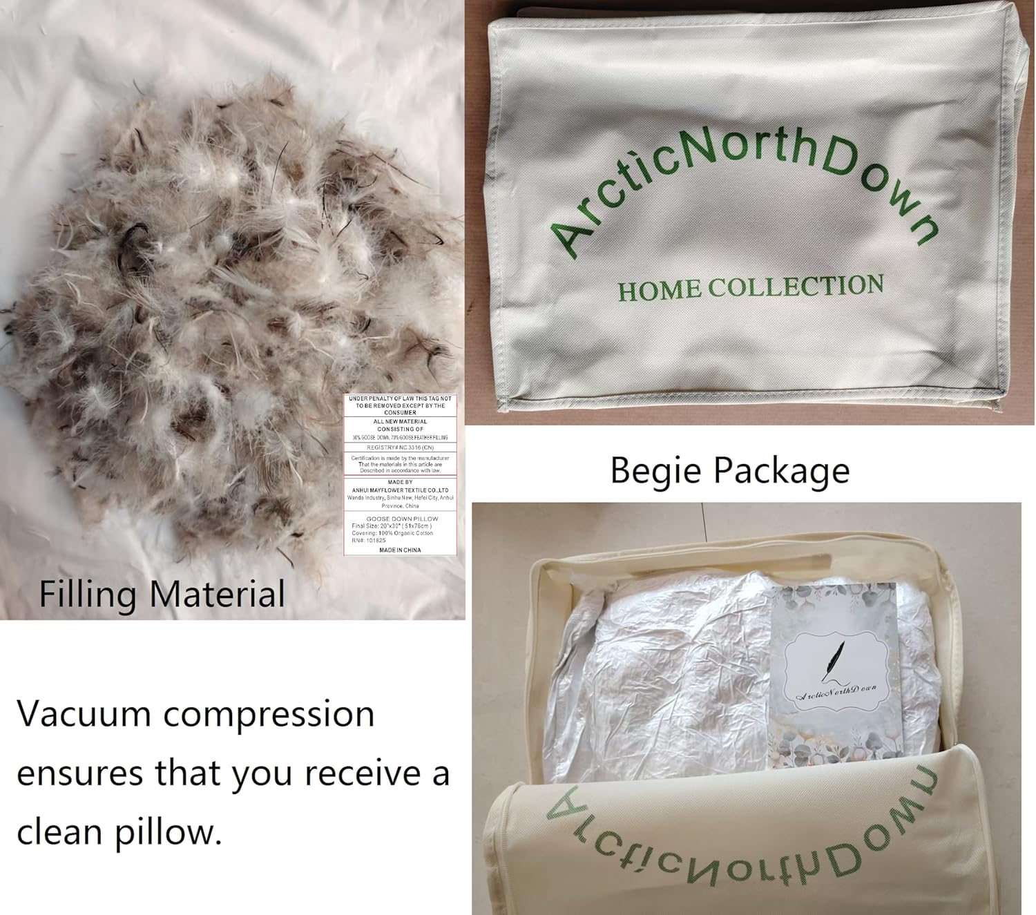 Standard Goose Down Feather Hotel Collection Bed Pillows for Sleeping One Pillow for Back, Stomach or Side Sleepers Stripe White Color