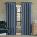 Sun Zero Oslo Theater Grade Extreme 100% Blackout Rod Pocket Curtain Panel, 52" x 95", Denim Blue