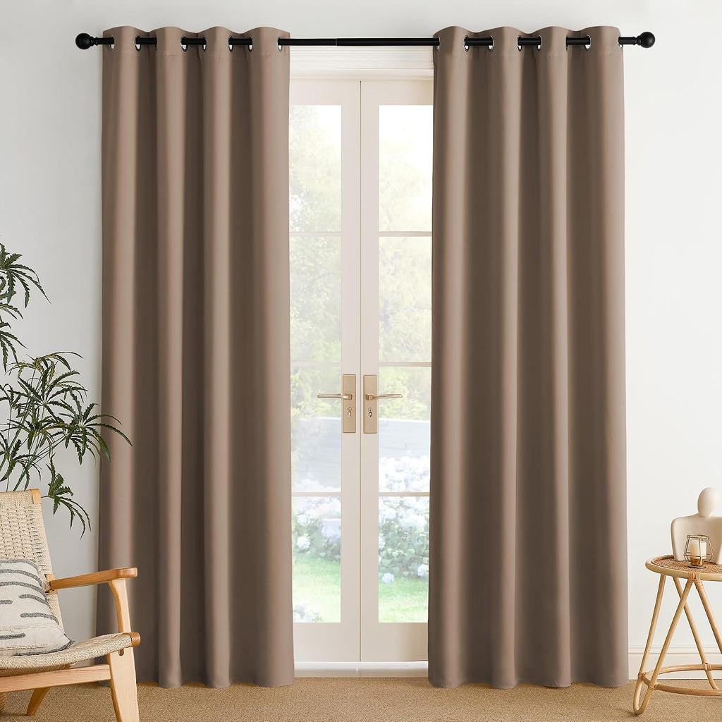 Nicetown Room Darkening Draperies Curtains Panels, 2 Panels Cappuccino W52 x L84 silver