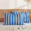 Merryword Standard Size Pillowcases, 100% Cotton Pillow Cases, Blue Striped Pillowcases, Soft Breathable Ribbon Stripe Pillow Covers, Set o…