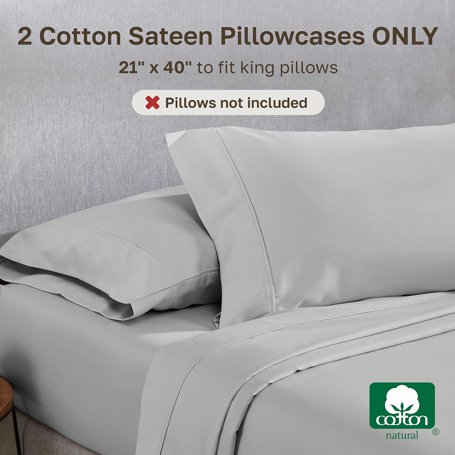 CaliforniaDesignDen California Design Den King Size Pillowcase Set - 400 Thread Count, 100% Cotton Sateen, Set of 2 Pillow Covers, Soft and…
