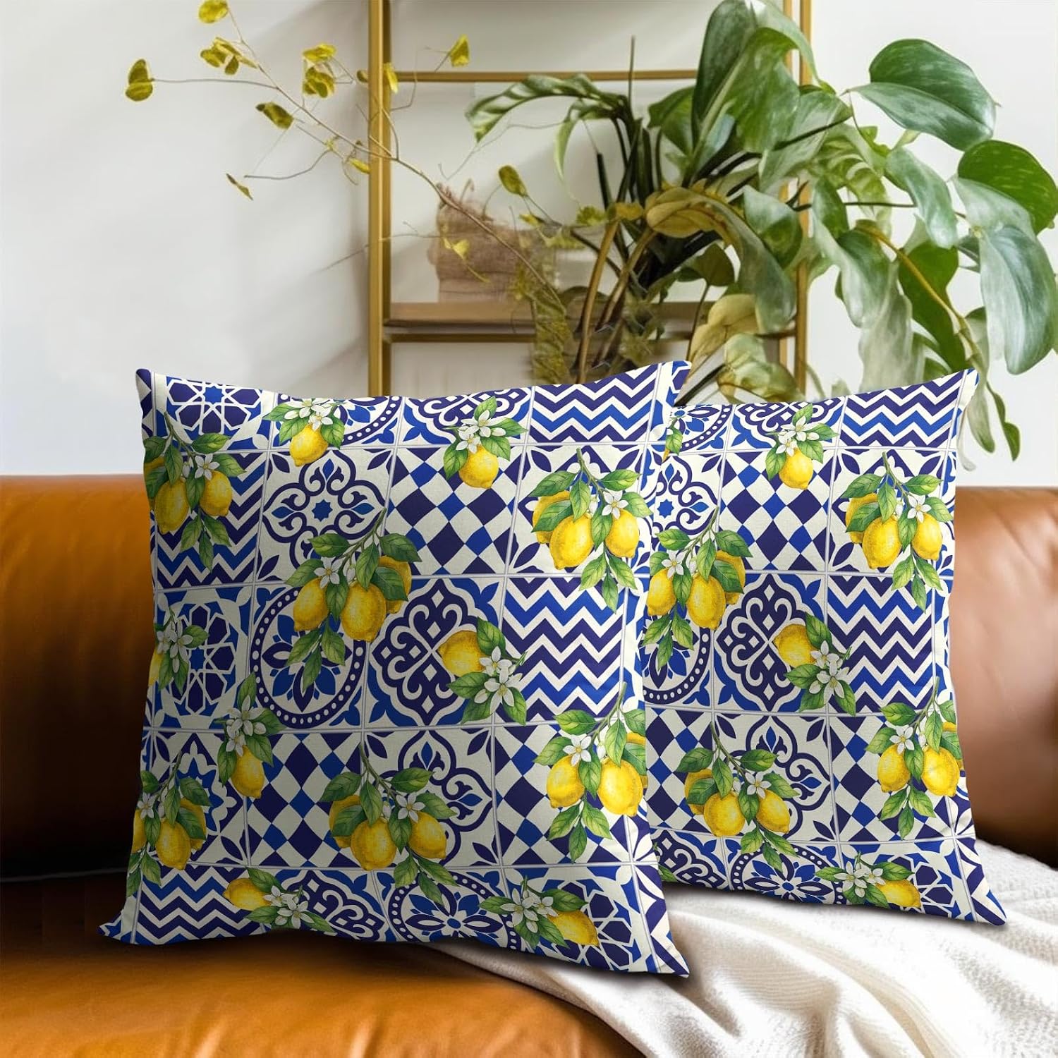 Lemon Mexican Tilt Pillow Covers 20x20 Inch Set of 2 Lemon Decor Italian Gifts Throw Pillow Cases Spring Summer Party Holiday Decorative…
