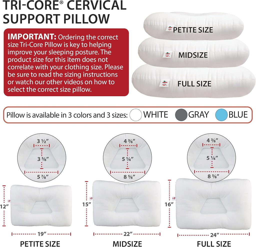 CoreProducts Core Products Tri-Core Cervical Support Pillow – Firm Orthopedic Neck Pillow for, Back and Side Sleepers – Ergonomic Contour…