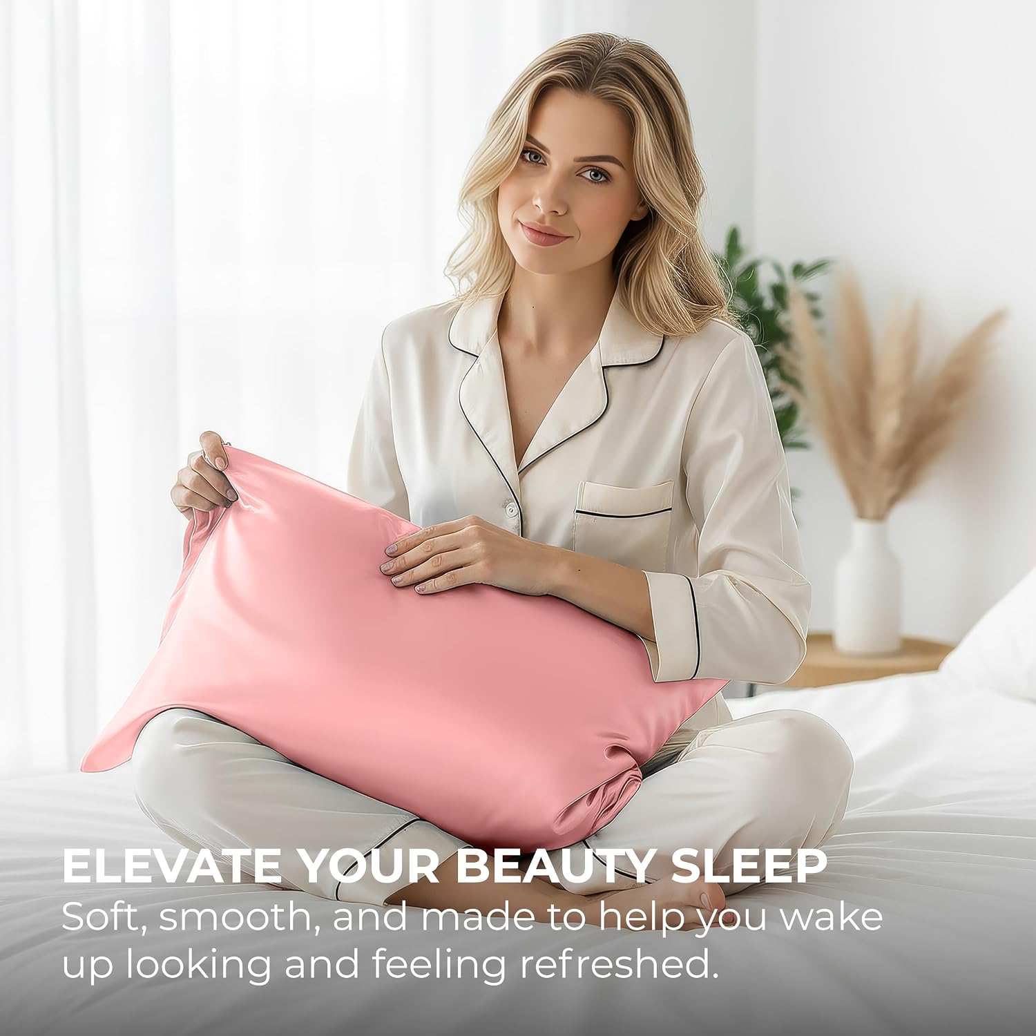 PureBedding Pure Bedding Satin Pillowcase 2 Pack - King Size (20"x40", Pink) - Silky Pillow Cases for Hair and Skin - Satin Pillow Covers w…
