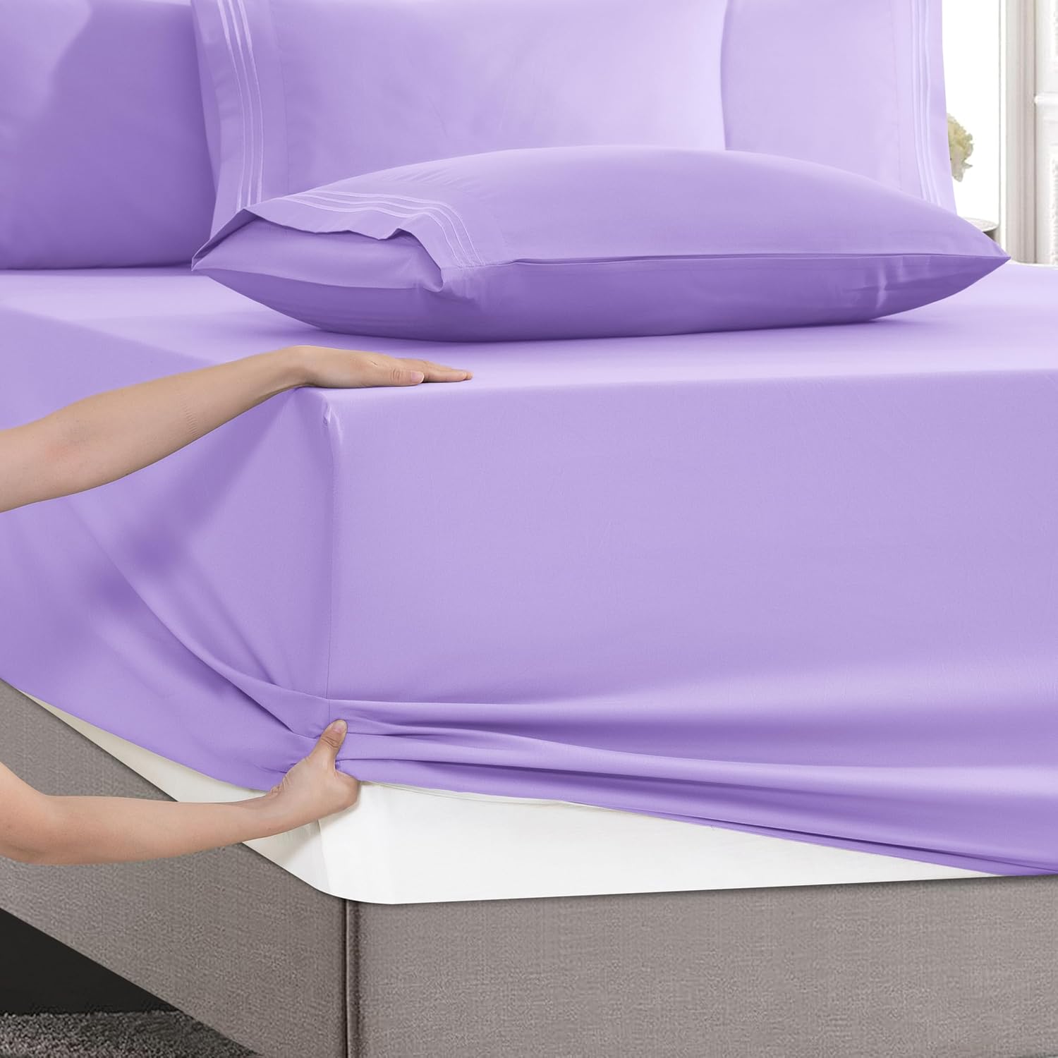 MocassiLuxuryBedding Mocassi Luxury 6-Piece Sheet Set, Ultra Soft 1800 Hotel Quality Microfiber Sheet Set, Fits Mattresses Up to 18 to 24 I…