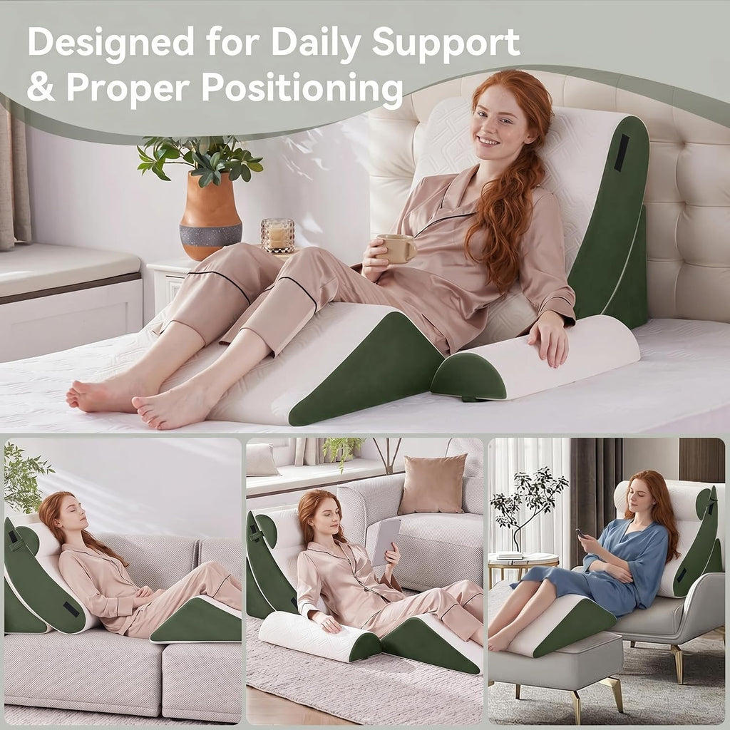 Yosdur 5PCS Wedge Pillow Set for After Surgery, Bed Orthopedic Pillow for Sleeping, Memory Foam Back Pillow for and Acid Reflux, Adju…