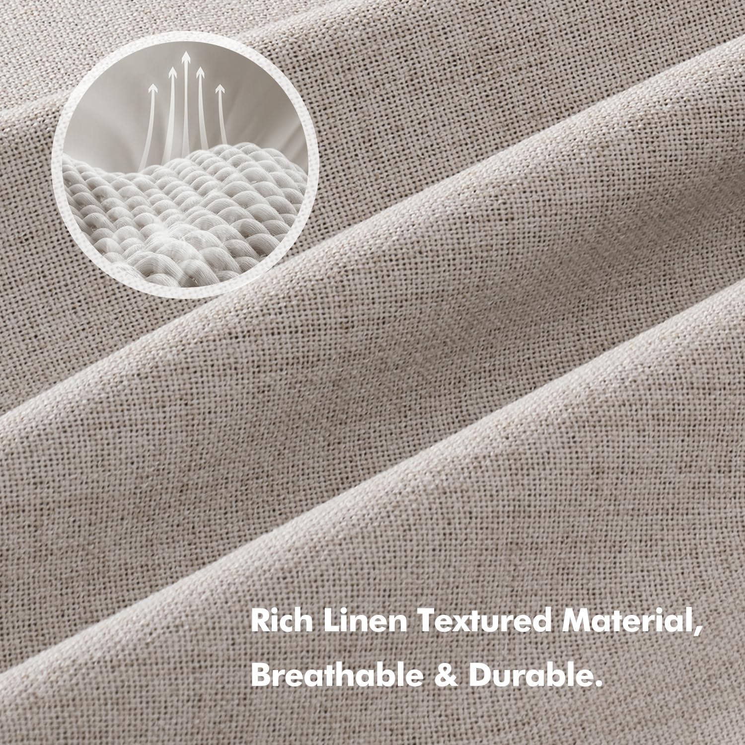 Miulee 90 Inch Long 100% Blackout Linen Curtains for Bedroom, Ivory Solid Luxury Decor Thermal Insulation Room Darkening Drapes for Living…