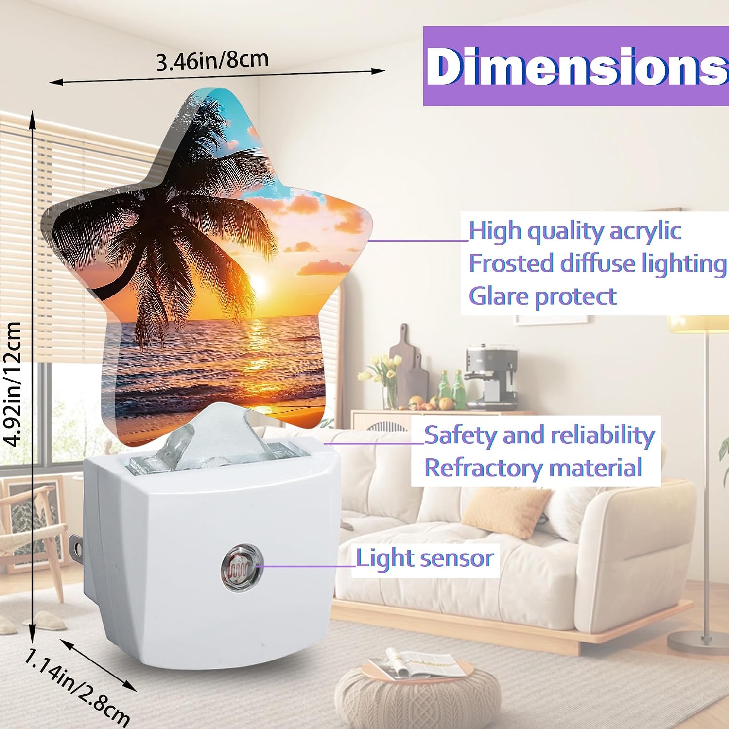 Tropical Palm Tree Night Lights Plug Into Wall Decorative, Summer Beach Ocean Sleep Friendly Lamp, Energy Efficient Dusk-to-Dawn Sensor…