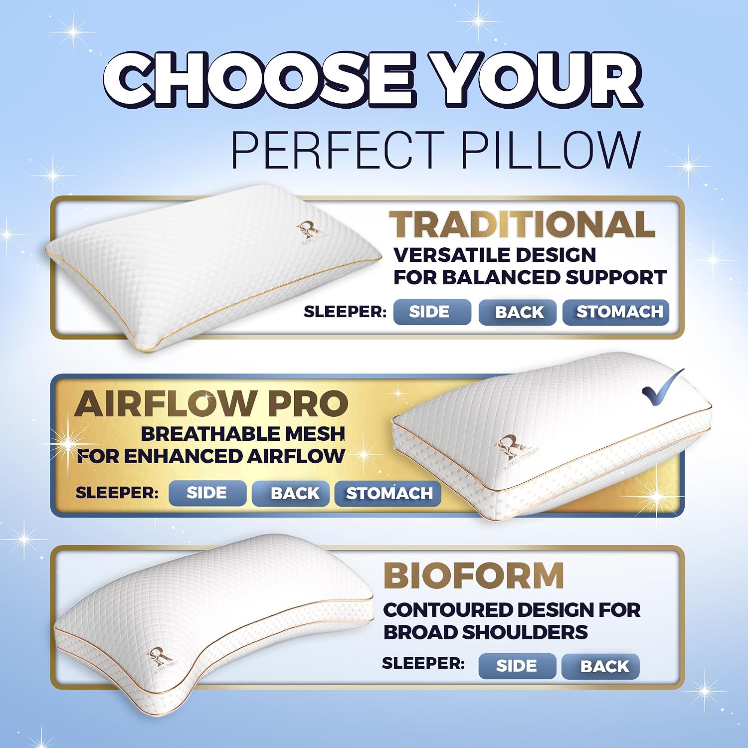 Royaltherapy Royal relaxation 2-Pack King Memory Foam Pillow, Adjustable Shredded Odor-Free Bed Pillow for Neck & Shoulder, Breathable…
