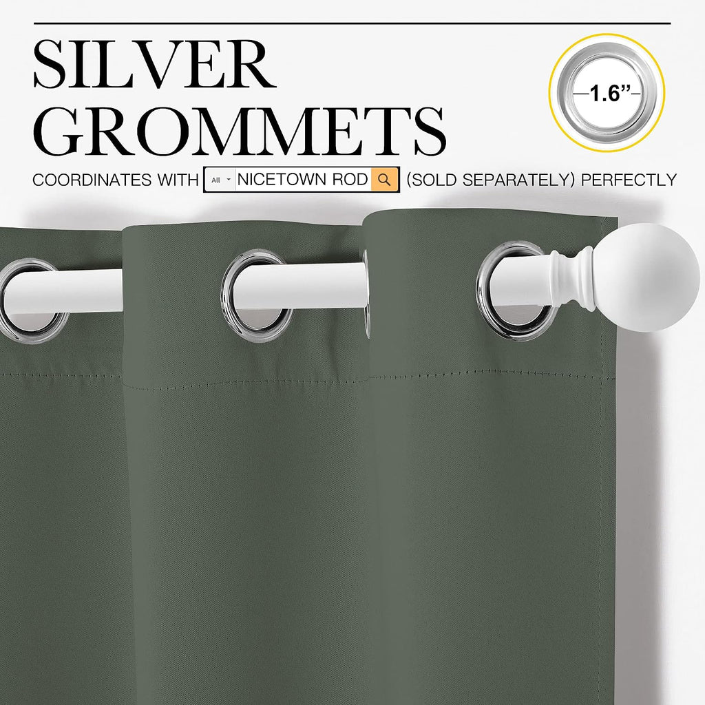 NICETOWN Blackout Curtain Panels, Dark Mallard, 1 Pair, 42 by 78-Inch, Home Decoration Thermal Insulated Solid Grommet Blackout Drape for…