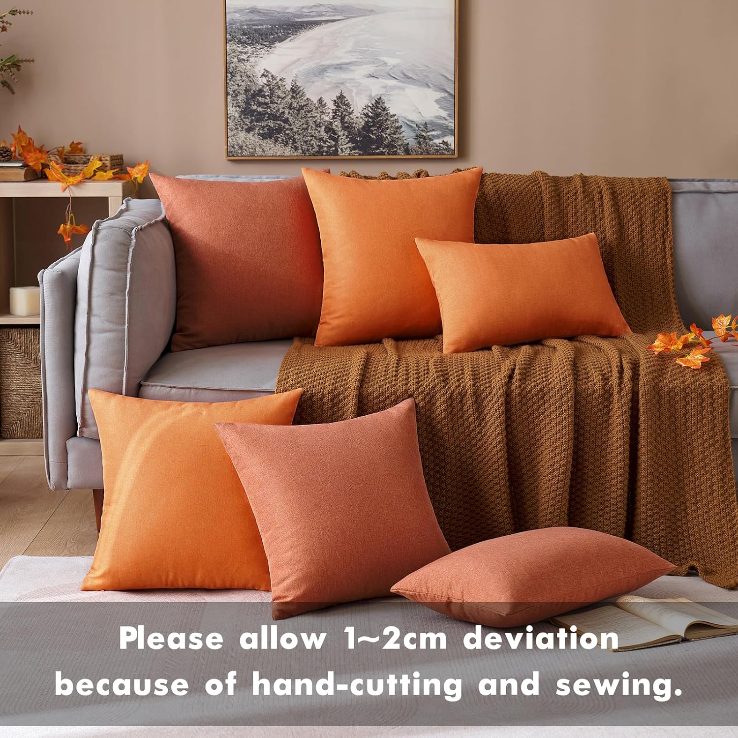 Miulee Pack of 2 Decorative Outdoor Solid Waterproof Throw Pillow Covers Faux Linen Garden Farmhouse Cushion Cases for Summer Patio Tent Ba…