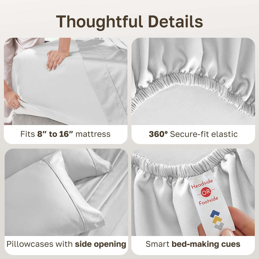 CaliforniaDesignDen California Design Den Soft Cotton Queen Size Bed Sheets Set, 400 Thread Count Good Housekeeping Award Winner, Silky Smo…