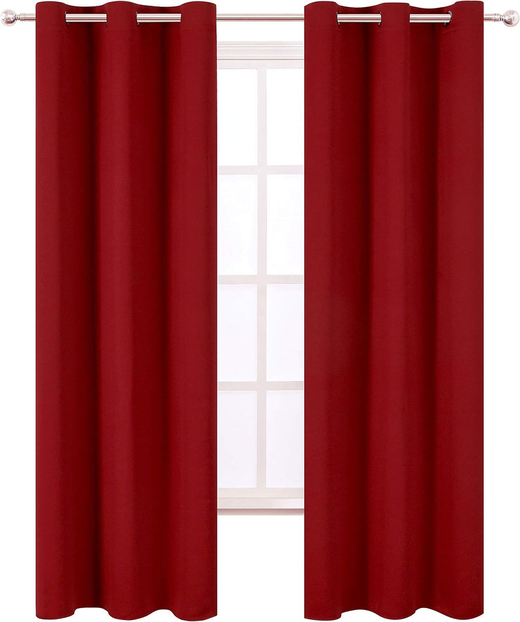 Lemomo Red Thermal Blackout Curtains/38 x 84 Inch/Set of 2 Panels Room Darkening Curtains for Bedroom 84 Inch Red