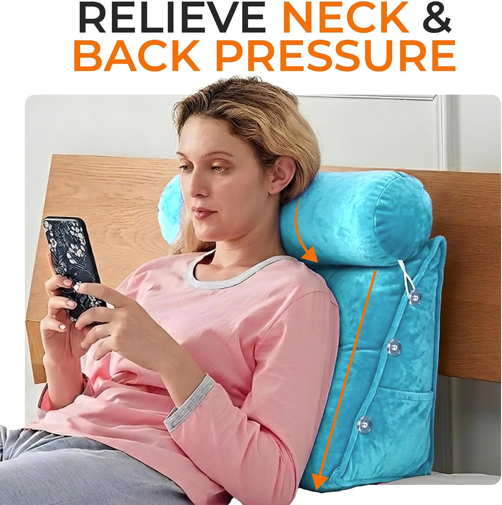Cheer Collection Reading Wedge Pillow - Adjustable Wedge Reading Pillow with Neck Support, Hollow Fiber-Filled Backrest Pillow for…