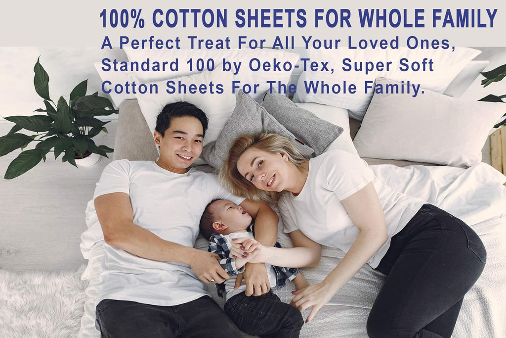 Ruvanti 100% Cotton Percale Sheets King Size – Crisp Cooling Bed Sheets for Hot Sleepers, Deep Pocket 16”, Soft Breathable & Durable Hotel-…