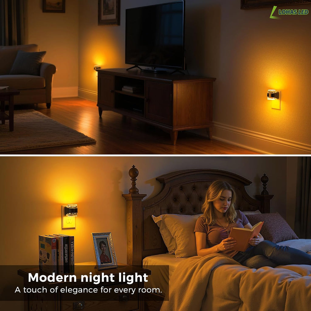 Llohasled L LOHAS LED Night Light, Bubble Night Lights Plug into Wall, Acrylic Night Lights with Dusk-to-Dawn Sensor, Dimmable Amber Pulg in…