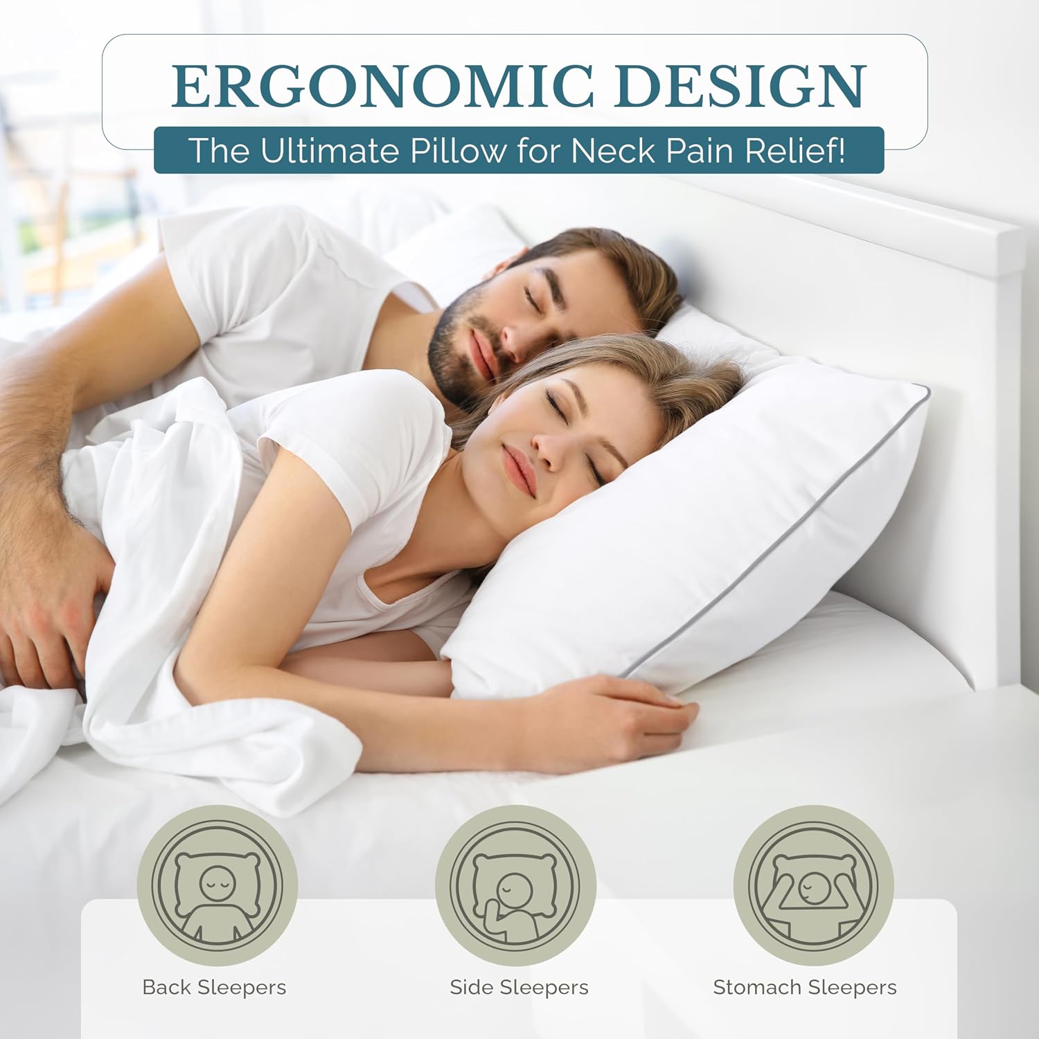 CasaPlatino Casa Platino Standard Pillows Set of 2 - Cozy Soft & Firm Bed Pillow for Side Sleepers & Back Sleepers - Down Alternative Pillo…