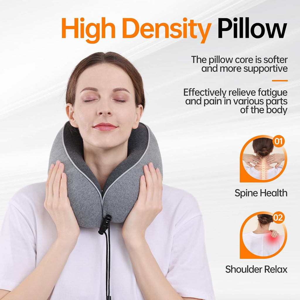 MANXUEKAI Travel Neck Pillow 100% Pure Memory Foam Travel Pillow for Sleeping on Airplane, Car, Train, Bus, Office and Home Use, Washable…