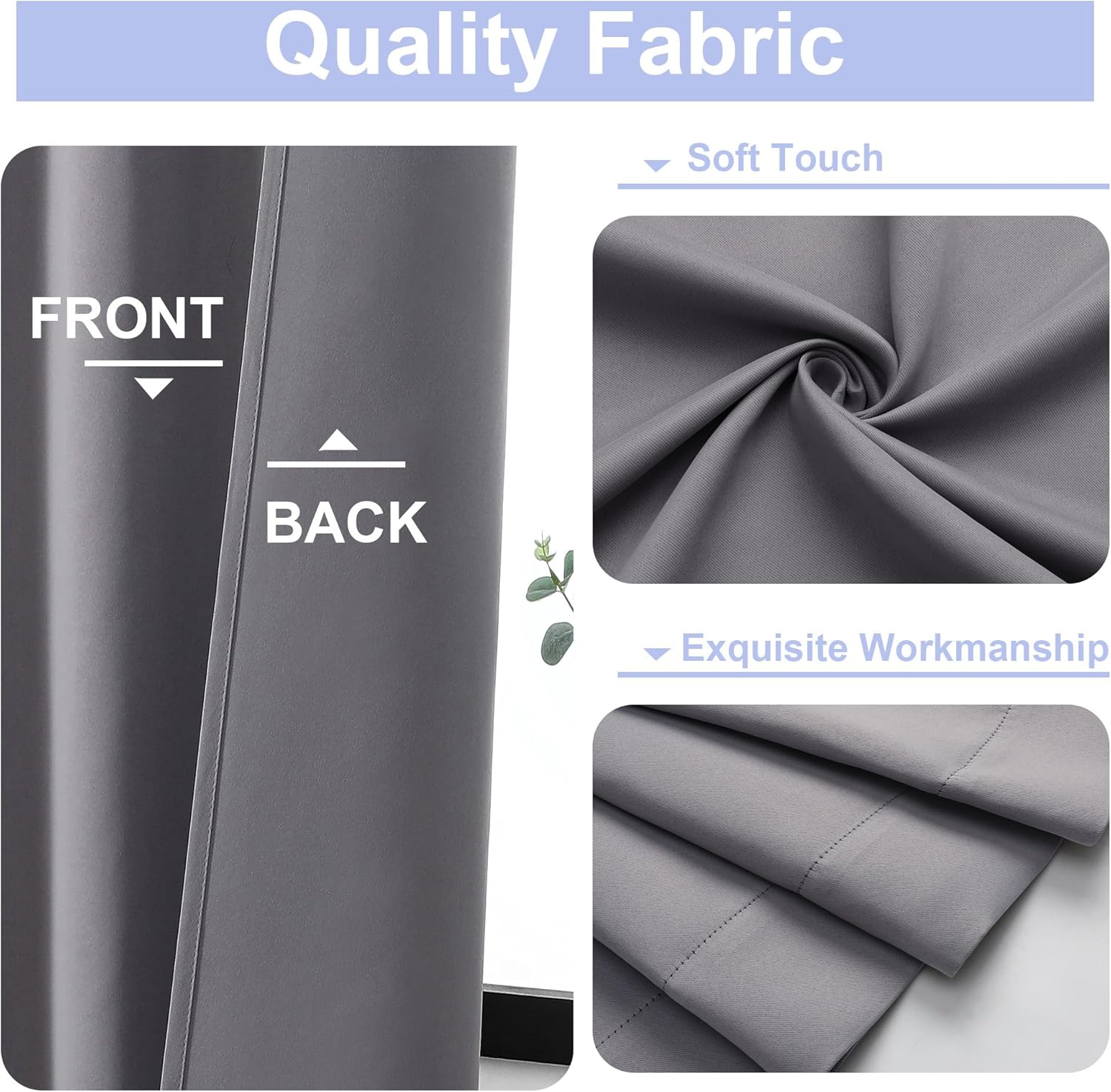 Simplebrand Ava Light Grey Short Blackout Curtains for Bedroom 45 Inches Long 2 Panels Set, Solid Thermal Insulated, Energy Saving Window T…
