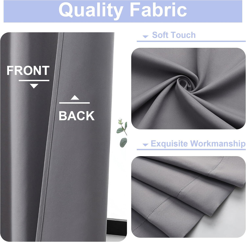 Simplebrand Ava Light Grey Short Blackout Curtains for Bedroom 54 Inches Long 2 Panels Set, Solid Thermal Insulated, Energy Saving Window T…