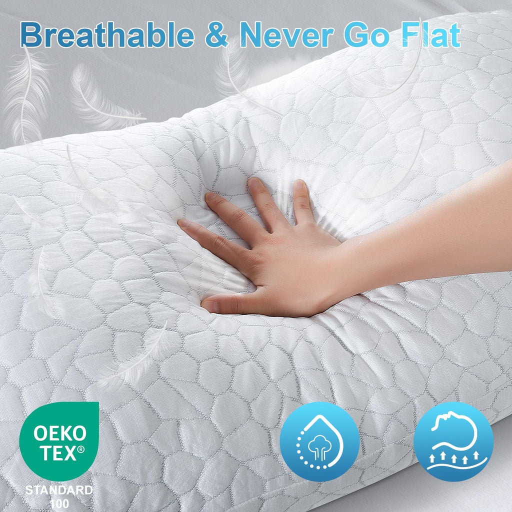 Qutool Cooling Pillow for Sleeping, CertiPUR-US Shredded Memory Foam Standard Pillow Set of 1, Cool Pillow for Hot Sleepers Adjustable Firm…