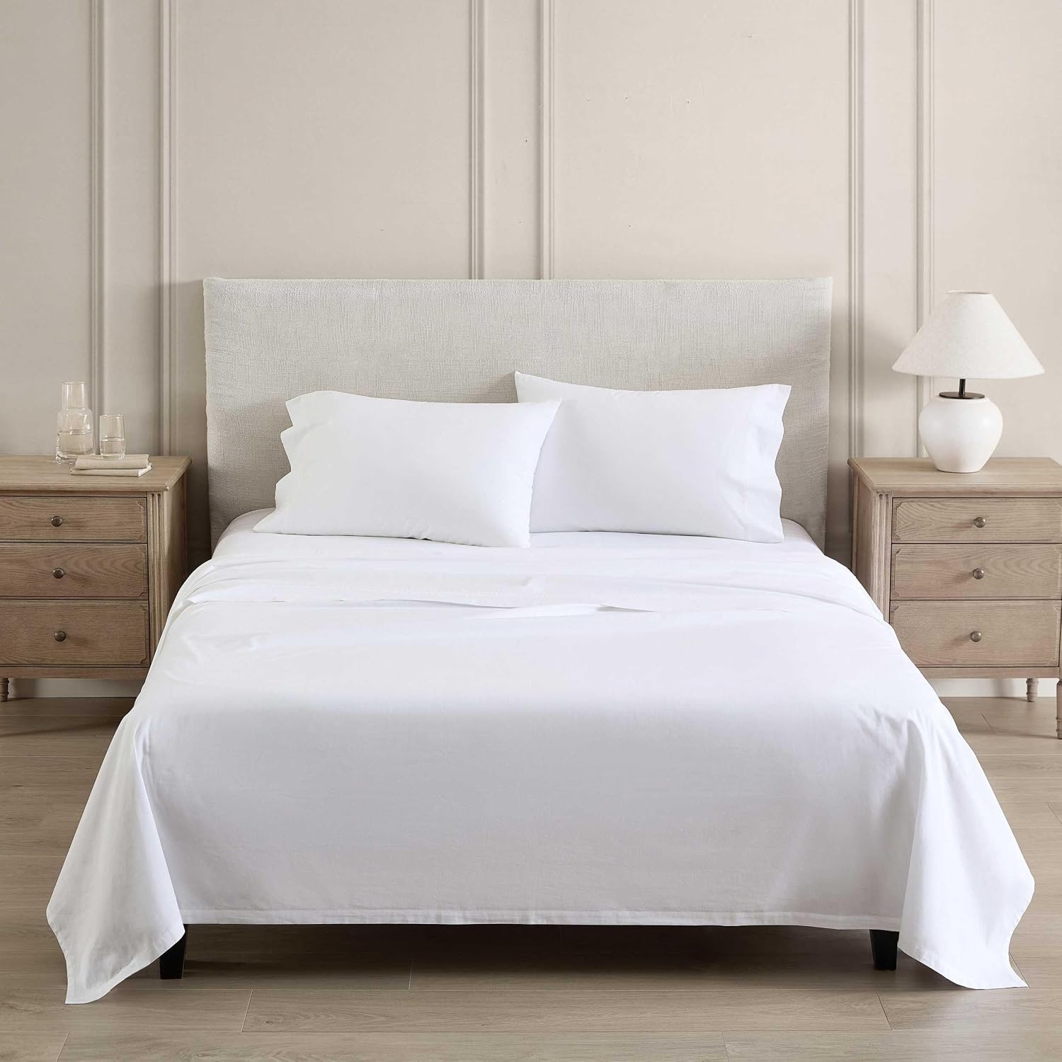 MarthaStewart Martha Stewart - Full Size Sheets Set, Crisp & Tailored Cooling Sheets with a Smooth Cotton Percale Lightweight Feel - Bed Sh…
