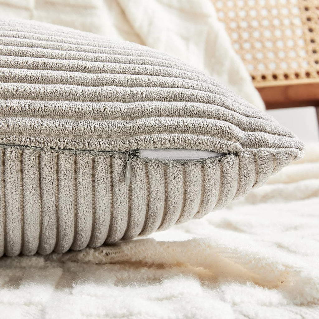 Fancy Homi 2 Packs Neutral Grey Big Decorative Throw Pillow Covers 24x24 Inch for Living Room Couch Bed, Rustic Farmhouse Boho Home…