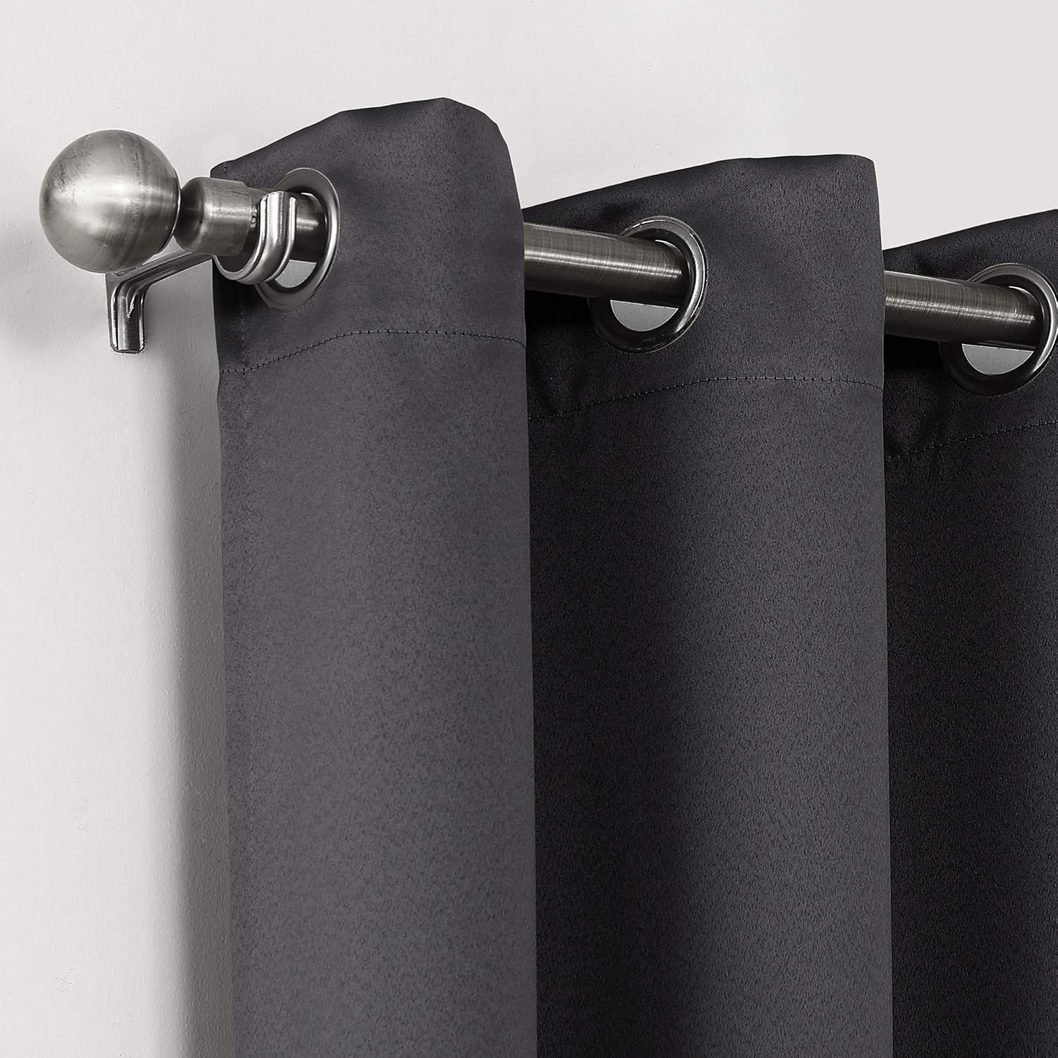 Sun Zero Nordic Theater Grade Extreme 100% Blackout Grommet Curtain Single Panel, 52" x 63", Coal