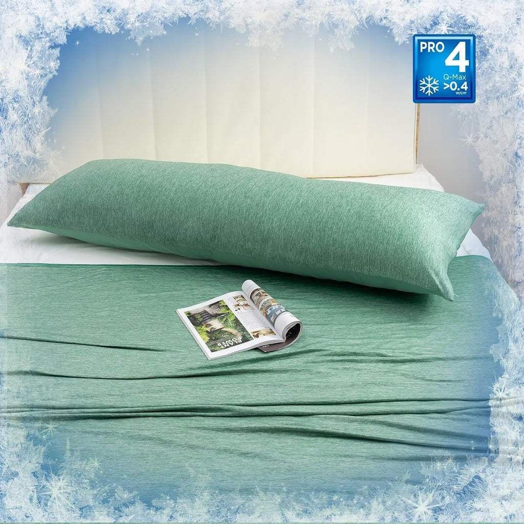 Homfine Cooling Pillowcase Body Size - Double Side Q-Max 0.439 Cooling Fiber for Pillow Protector, Breathable Long Cold Pillow Cover for Ho…