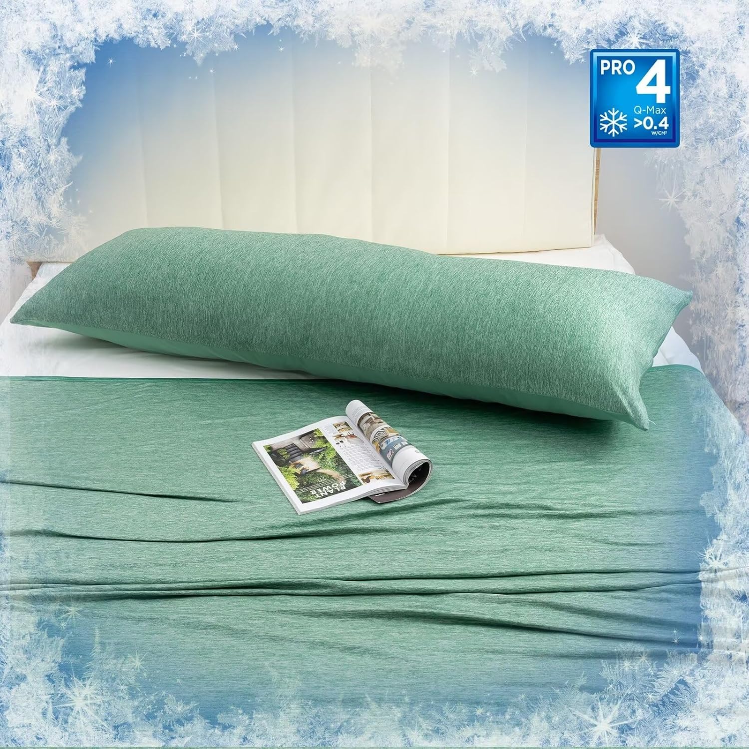Homfine Cooling Pillowcase Body Size - Double Side Q-Max 0.439 Cooling Fiber for Pillow Protector, Breathable Long Cold Pillow Cover for Ho…