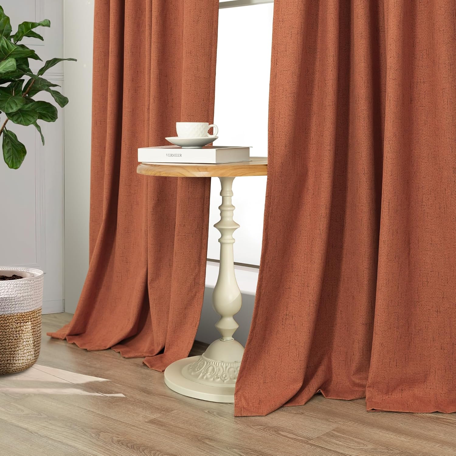 Pitalk Terracotta Black Out Curtains 72 Inch Long Western Blackout Window Curtain & Drapes 72 Inch Length 2 Panel Viral Retro Vintage Linen…