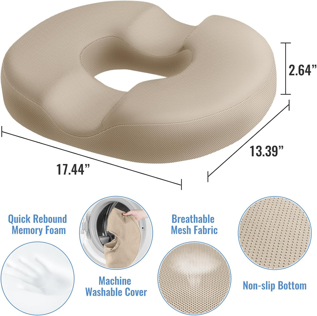 CloudBliss Donut Pillow Seat Cushion Chair Pad for Tailbone and Hemorrhoids, Memory Foam Seat Chair Cushion for Men and Women for Home & Of…