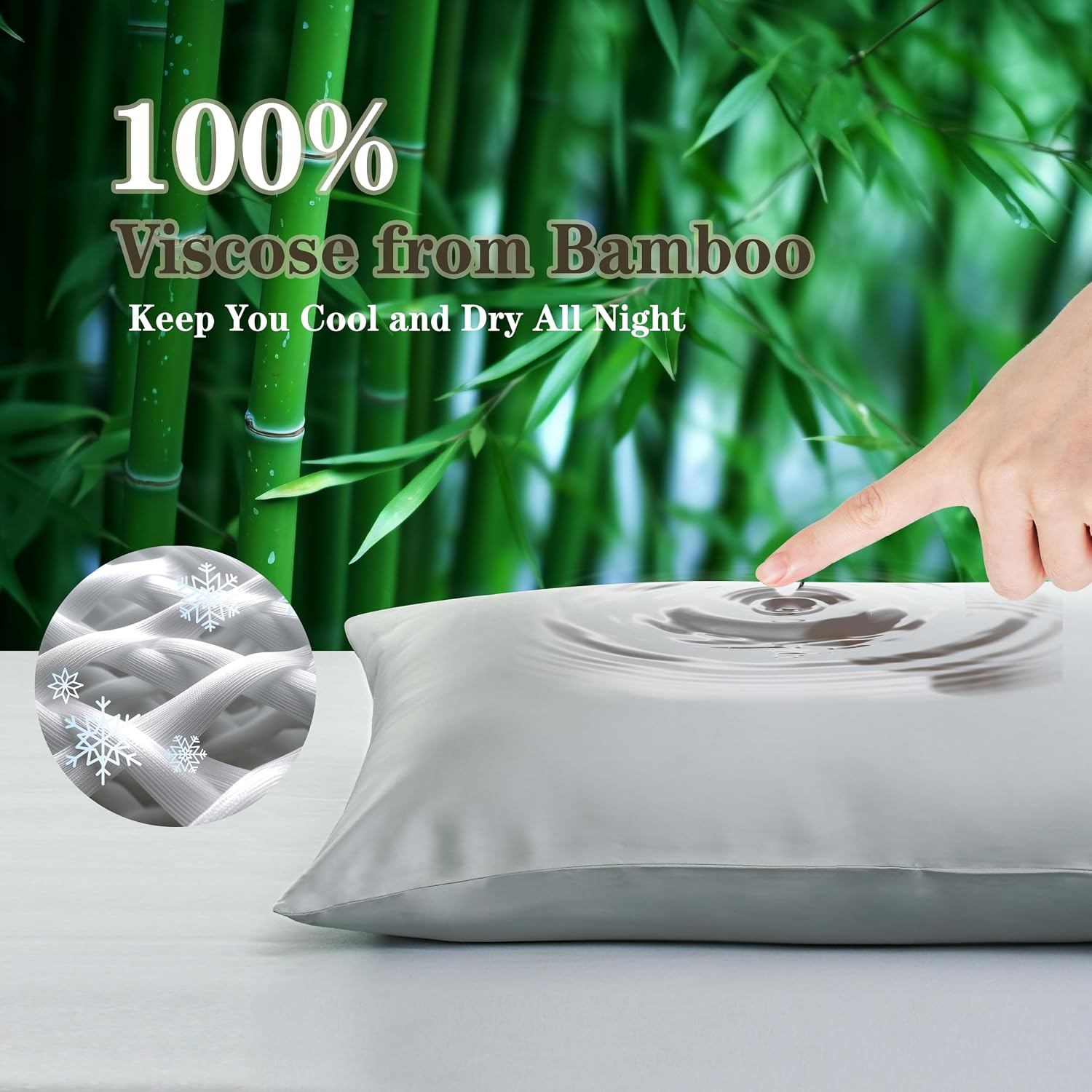 ShunjieHome 4 Pack Bamboo Viscose Pillow Protectors Standard Size, 400 Thread Count Cooling Zippered Pillowcases for Hot Sleepers & Night S…