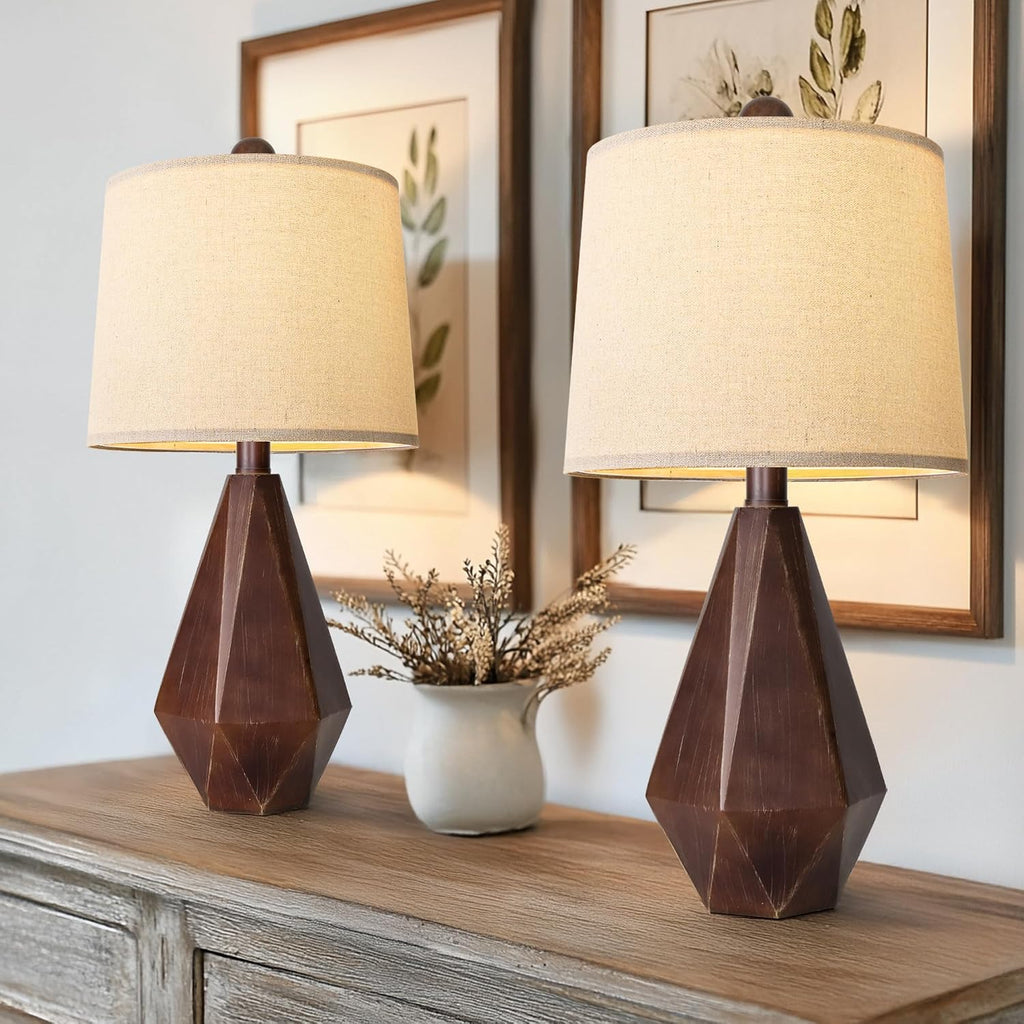 PoKat 20.25" Farmhouse Table Lamps Set of 2 for Night Stands, Vintage Bedside Lamps for Bedroom Living Room, Modern Bedroom Lamps for End…