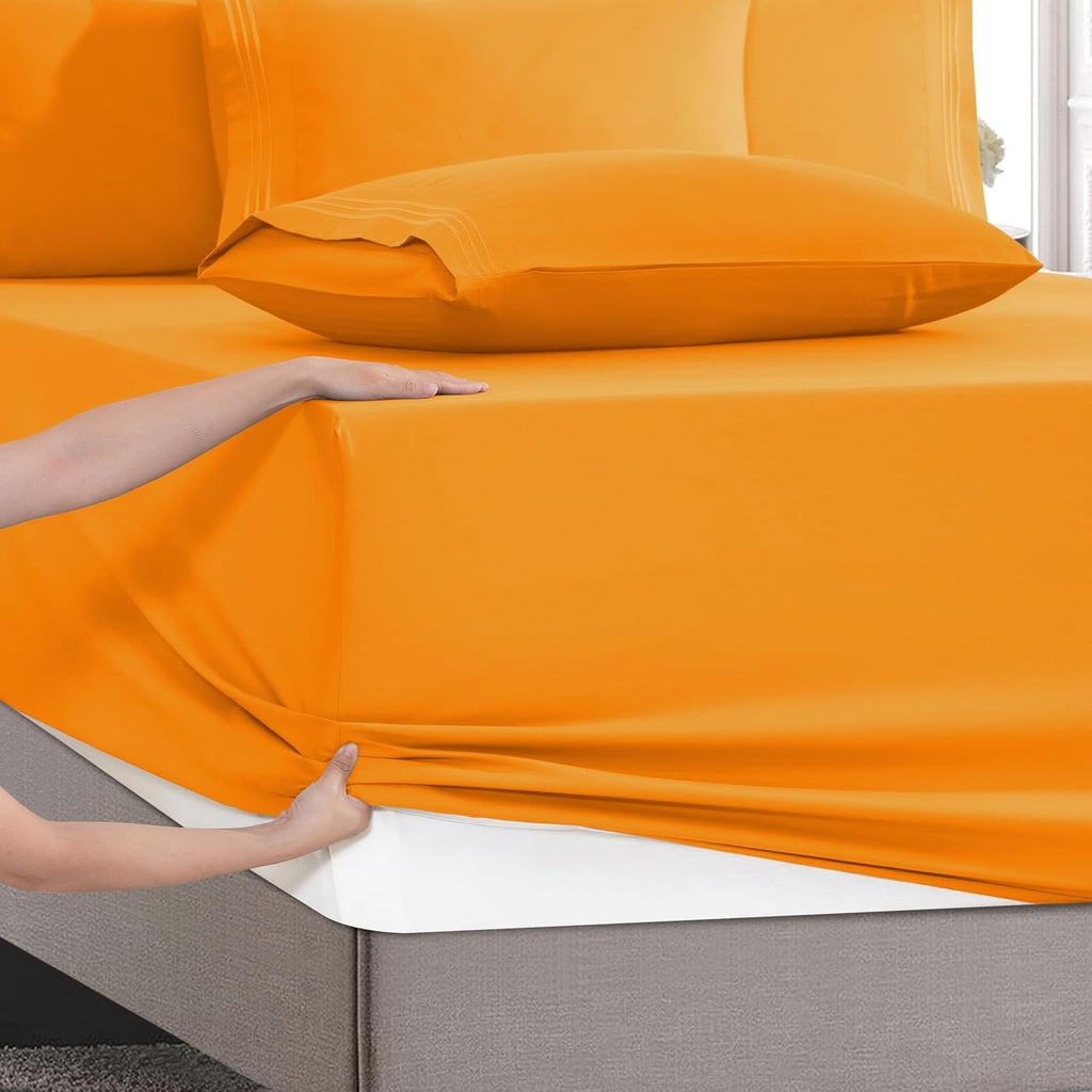 MocassiLuxuryBedding Mocassi Luxury 6-Piece Sheet Set, Ultra Soft 1800 Hotel Quality Microfiber Sheet Set, Fits Mattresses Up to 18 to 24 I…