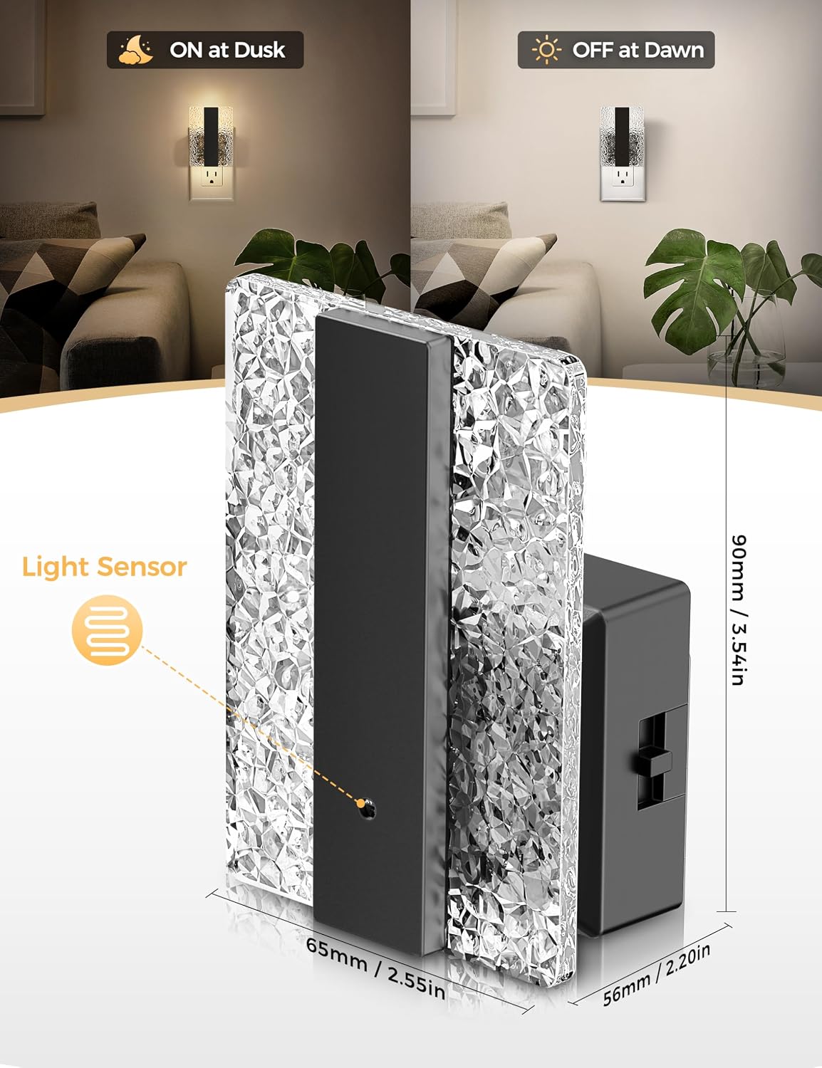 DORESshop LED Night Lights Plug Into Wall, Decorative Night Light with Dusk-to-Dawn Sensor, Dimmable Nightlights, Adjustable Brightness…